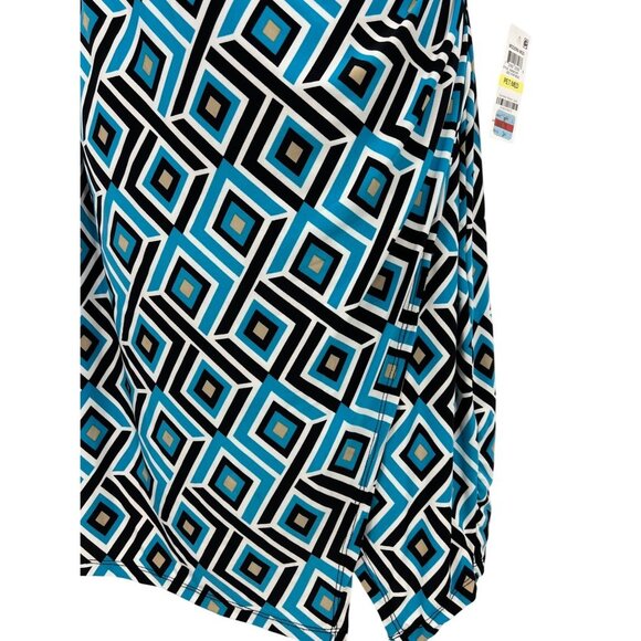 INC International Concepts Geo Synthesis Sheath Dress PM Petite Medium Blue New - Picture 4 of 10
